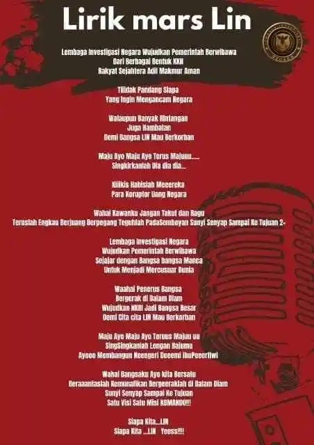 Lirik Mars: Lembaga Investigasi Negara