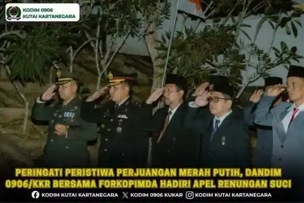 Peringati Peristiwa Perjuangan Merah Putih, Dandim 0906/Kkr Bersama Forkopimda Hadiri Apel Renungan Suci