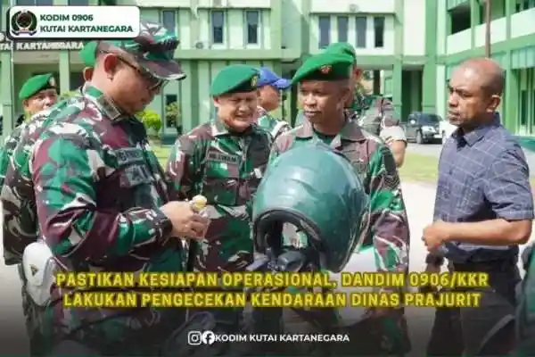 Pastikan Kesiapan Operasional, Dandim 0906/Kkr Lakukan Pengecekan Kendaraan Dinas Prajurit