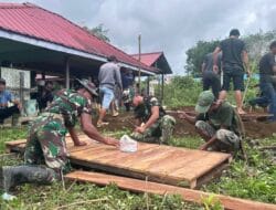 Satgas TMMD Tunjukkan Kepedulian, Bantu Prosesi Pemakaman Warga di Kampung Linggang Amer