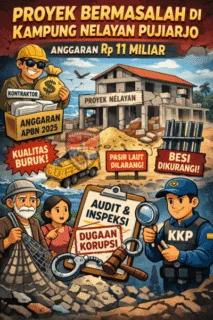 Proyek Rp11 Miliar Kampung Nelayan Pujiarjo Disorot, Dugaan Pengurangan Spek dan Material Tak Standar Mencuat