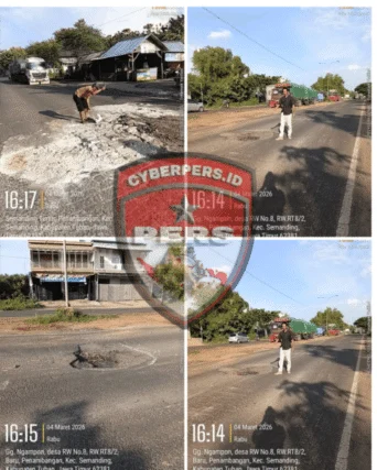 Warga Semanding Patungan Tutup Jalan Berlubang, Pemkab Tuban Disorot