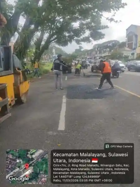 BPJN Sulut Gerak Cepat Perbaiki Jalan Berlubang di Ring Road Citraland Manado