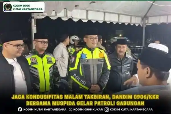 Jaga Kondusifitas Malam Takbiran, Dandim 0906/Kkr Bersama Muspida Gelar Patroli Gabungan