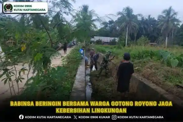 Babinsa Beringin Bersama Warga Gotong Royong Jaga Kebersihan Lingkungan