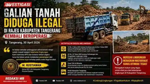 Aktivitas Galian Tanah Diduga Ilegal di Rajeg Kembali Beroperasi, Ketua LIN Minta Penindakan Tegas
