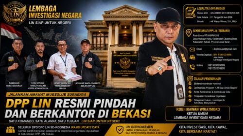 Jalankan Amanat Mubeslub Surabaya, Yogi Setiadi, Henry Yasin dan Bambang Laporkan DPP LIN Resmi Berkantor di Bekasi