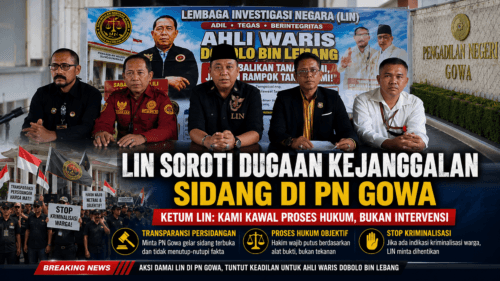 KETUM LIN, DPD LIN SULSEL, WAKIL PANGLIMA KOMANDO DAN PBH-LIN GELAR KONFERENSI PERS USAI AKSI DAMAI DI PN GOWA