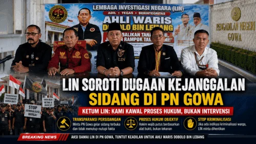 KETUM LIN, DPD LIN SULSEL, WAKIL PANGLIMA KOMANDO DAN PBH-LIN GELAR KONFERENSI PERS USAI AKSI DAMAI DI PN GOWA