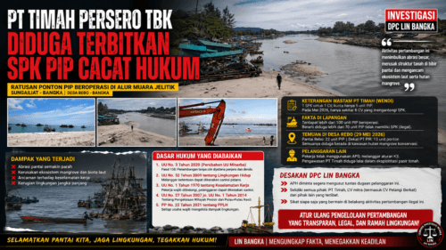 PT Timah Tbk Diduga Terbitkan SPK PIP Bermasalah, LIN Bangka Soroti Dugaan Pelanggaran dan Kerusakan Lingkungan