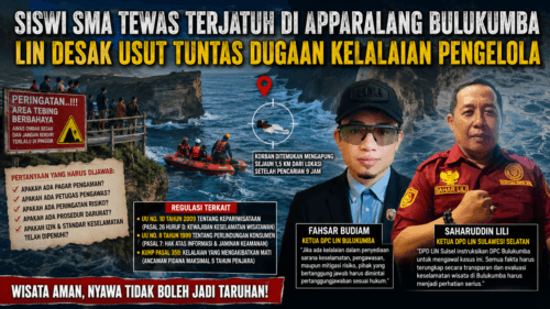 Siswi SMA Tewas di Apparalang Bulukumba, LIN Desak Aparat Usut Dugaan Kelalaian Pengelola Wisata