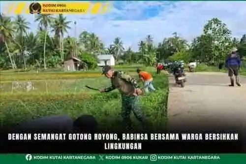 Dengan Semangat Gotong Royong, Babinsa Bersama Warga Bersihkan Lingkungan