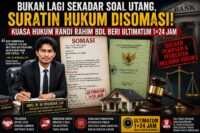Bukan Lagi Sekadar Soal Utang, Suratin Hukum Disomasi: Kuasa Hukum Randi Rahim BDL Beri Ultimatum 1×24 Jam