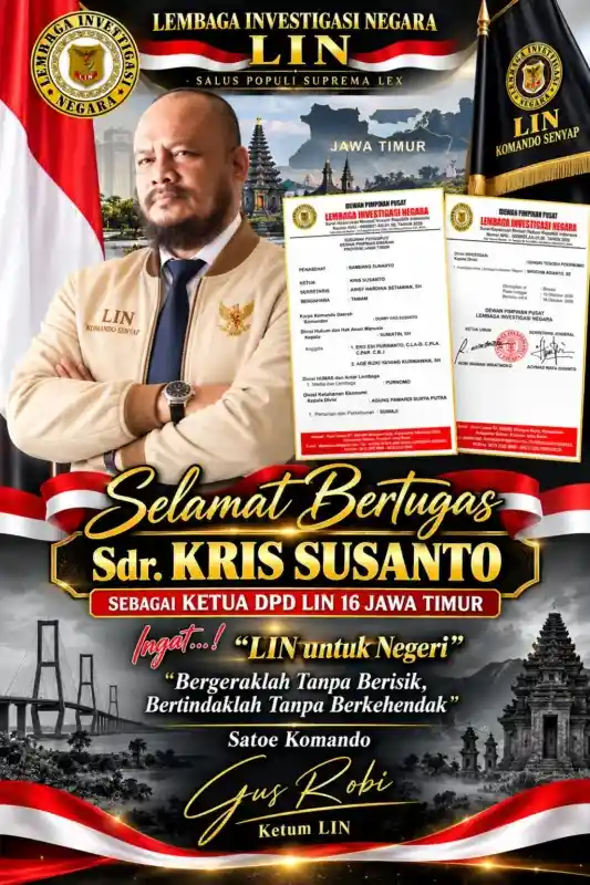 KETUM DPP LIN R.I. WIRATMOKO UCAPKAN SELAMAT BERTUGAS KEPADA KRIS SUSANTO, RESMI JABAT KETUA DPD LIN JAWA TIMUR!