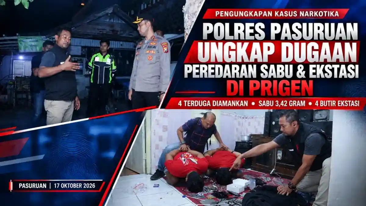 Kapolres Pasuruan Pimpin Langsung Pengungkapan Dugaan Peredaran Sabu dan Ekstasi di Prigen