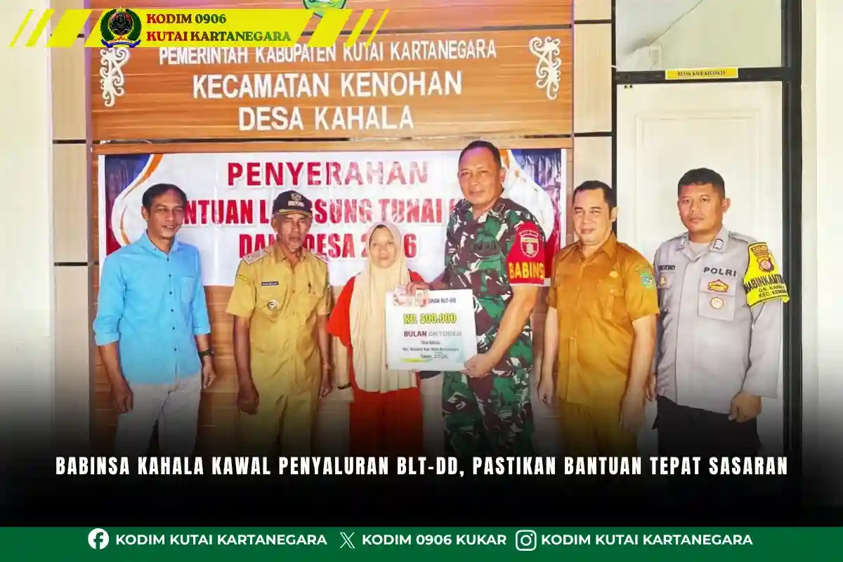 Babinsa Kahala Kawal Penyaluran BLT-DD, Pastikan Bantuan Tepat Sasaran